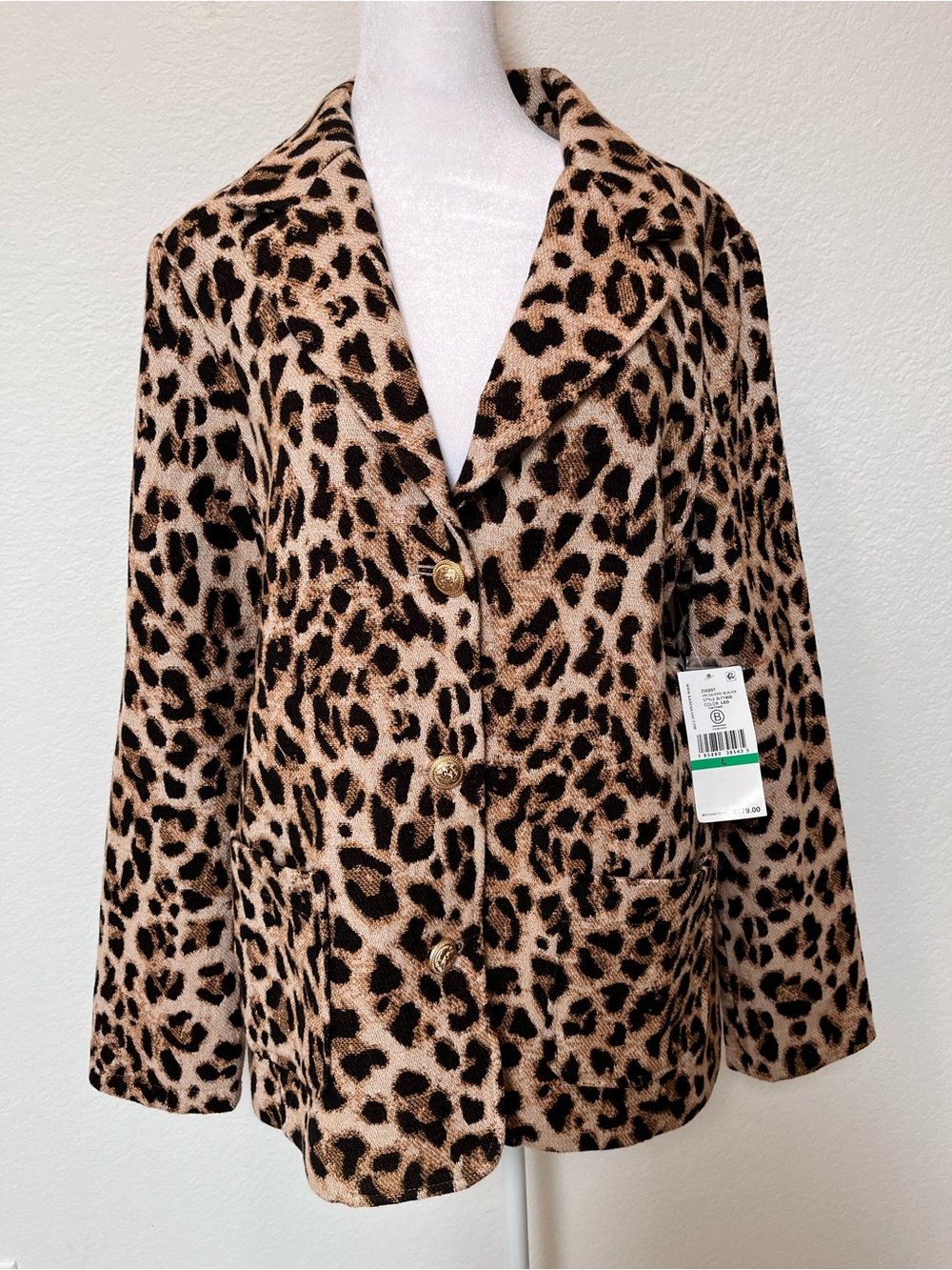 Karen Kane Leopard Print Blazer in Beige and Black NWT